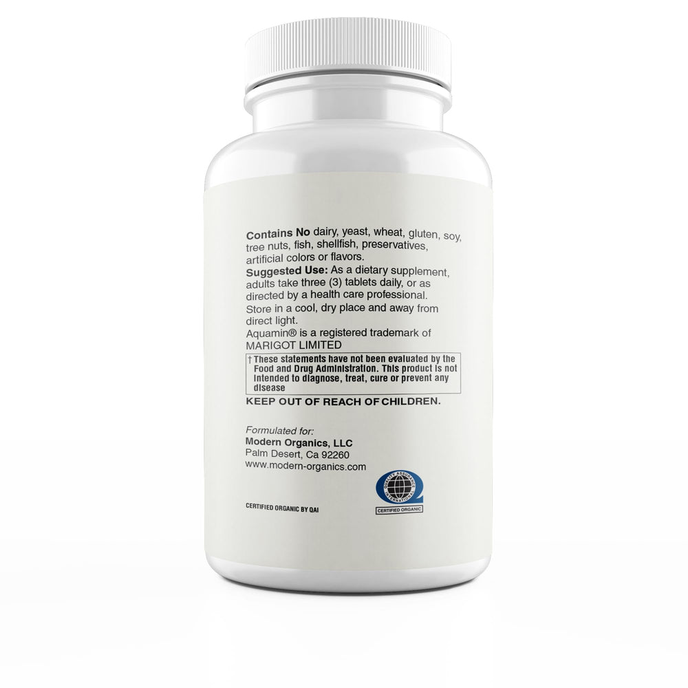 Modern Organics Plant Calcium label highlights organic Icelandic algae calcium and D3