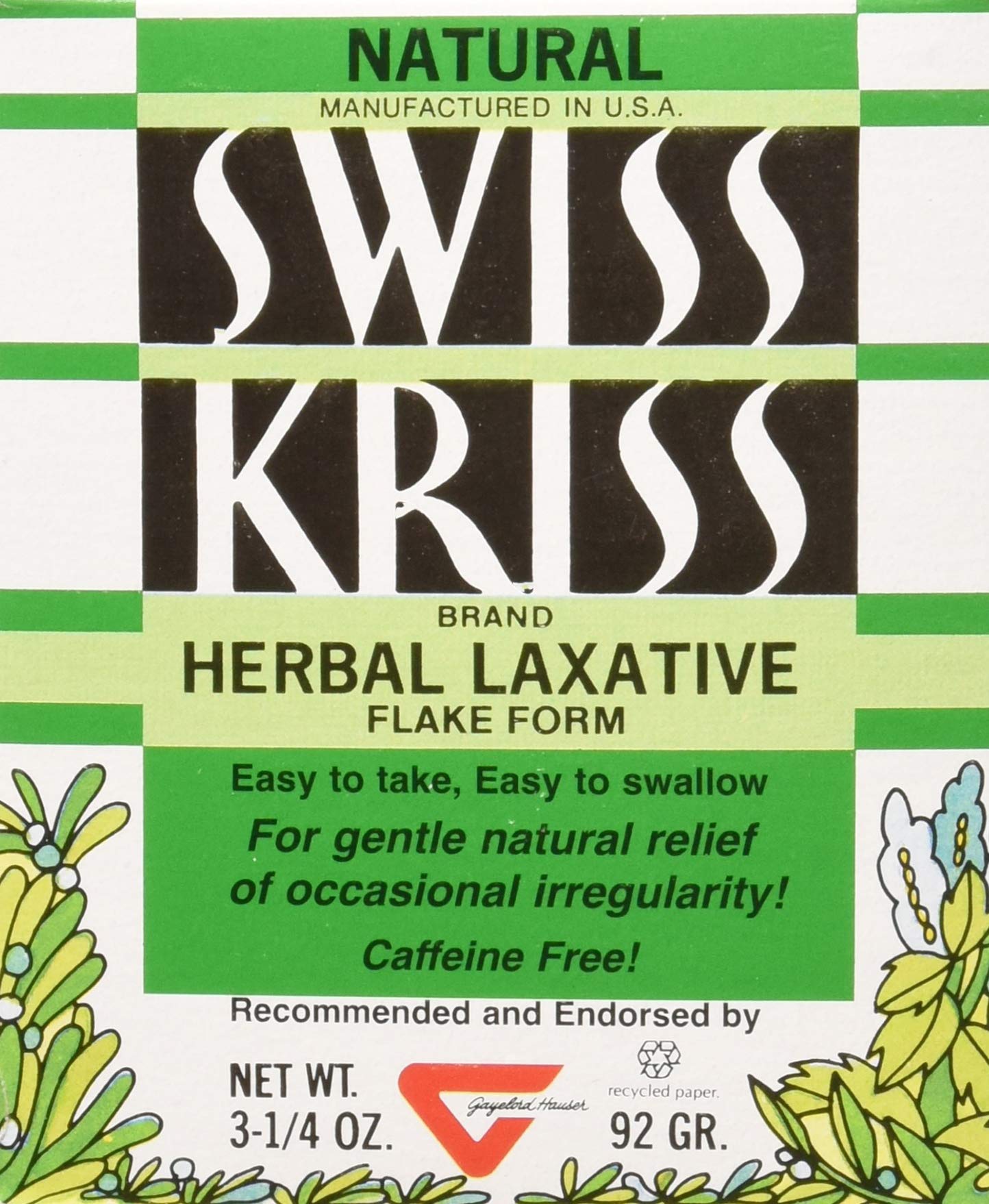 Modern Products Swiss Kriss flake package front for gentle digestive support.