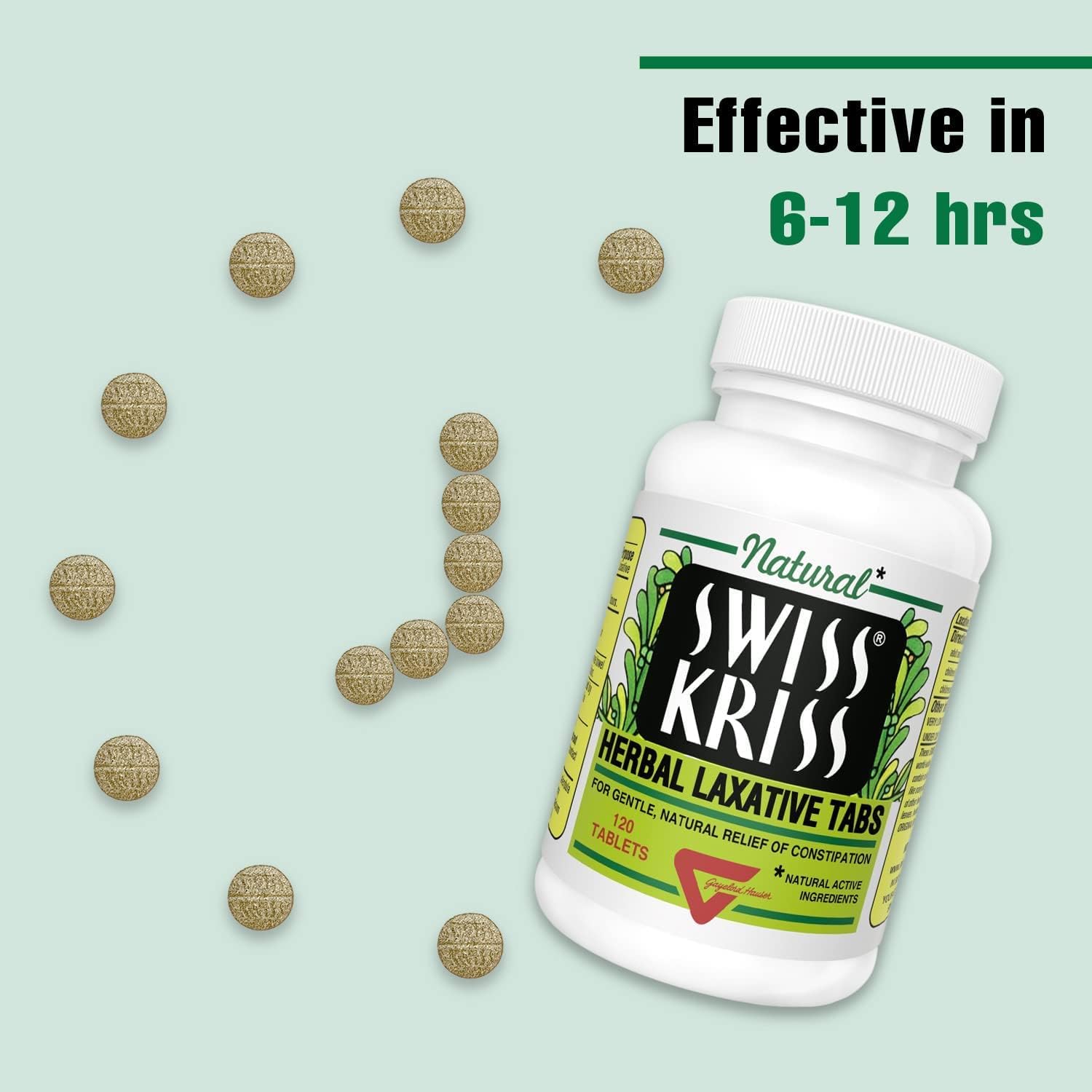 Swiss Kriss tablets closeup reveals sun-dried leaves and flowers