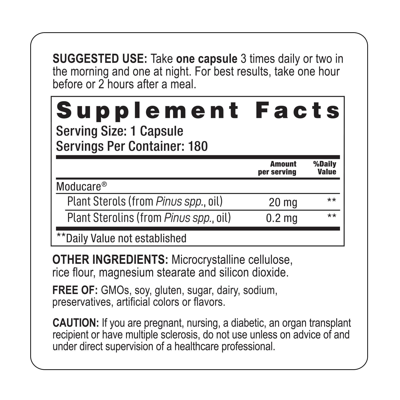 Moducare label shows vegetarian, dairy-free formula for sensitive diets.