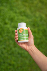 Moducare vegetarian capsules indicating natural origin ingredients.
