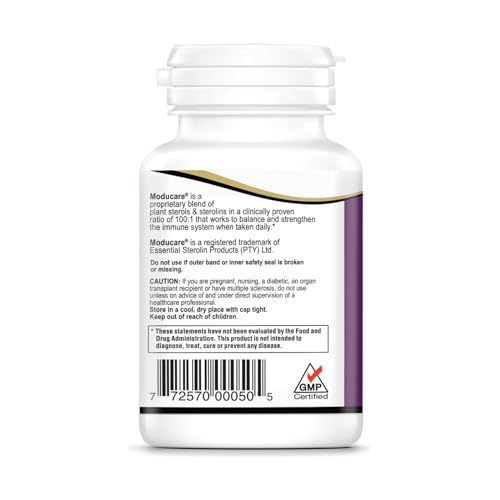 Moducare plant sterols tablets highlight immune balance and heart health potential.