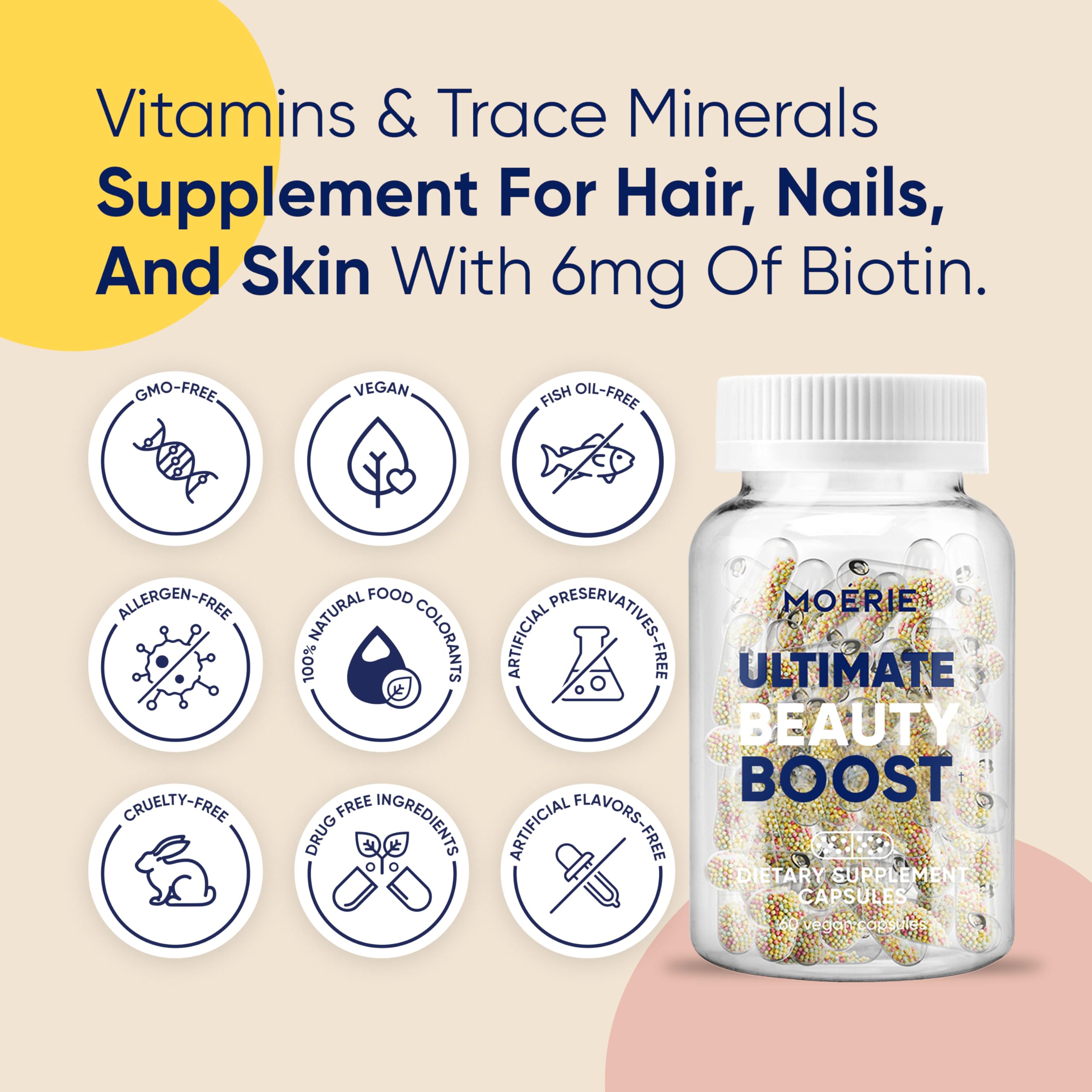 Moerie capsules shown for convenient daily intake and hair nourishment.