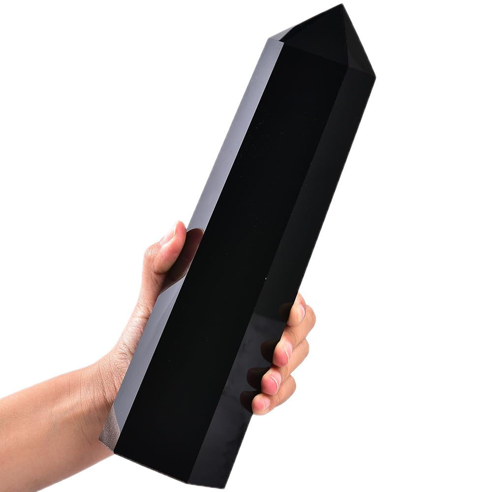 MOGEMT Black Obsidian Tower front view for grounding and focused meditation