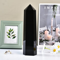 MOGEMT Obsidian tower side angle highlights natural texture for energy cleansing