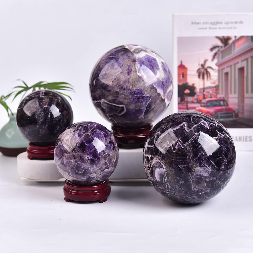 MOGEMT dream amethyst sphere sample highlights collector-worthy color variations