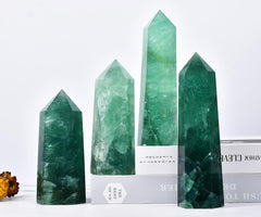 MOGEMT Green Fluorite Obelisk Tower 6-faceted point ideal for chakra work