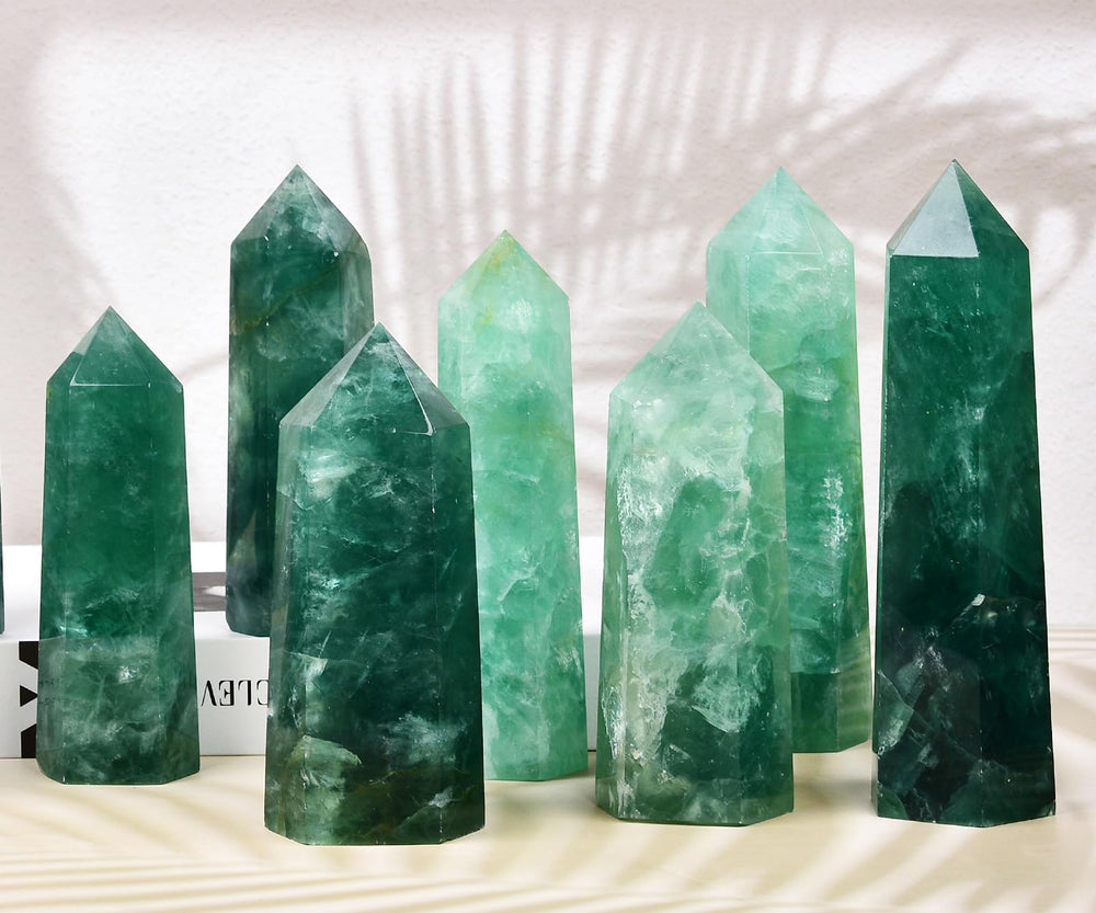 MOGEMT Green Fluorite Obelisk Tower packaging-ready gift for crystal lovers
