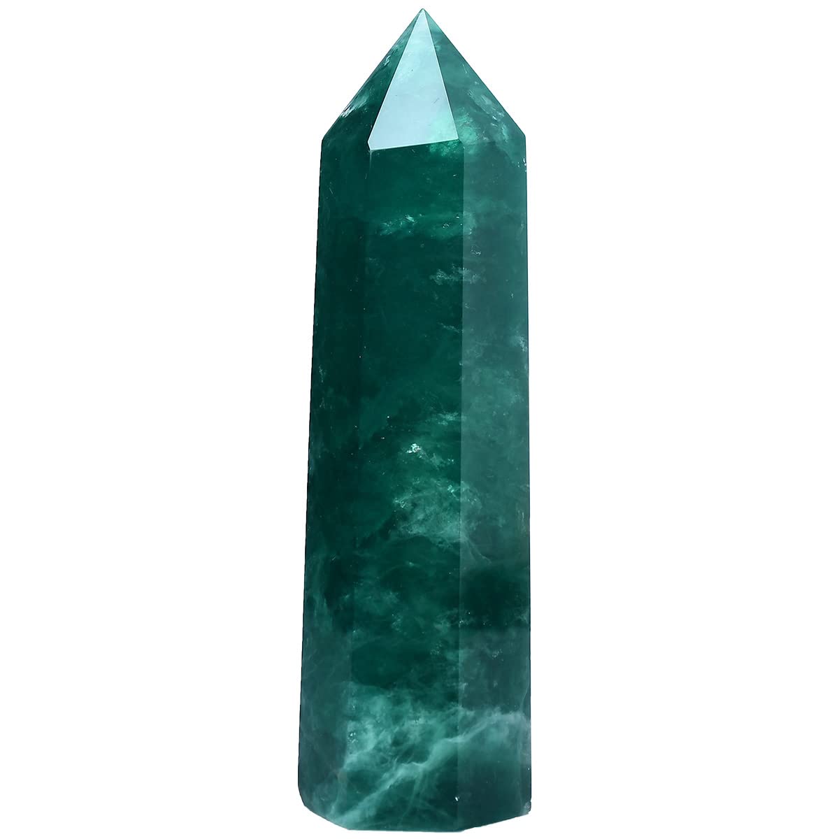 MOGEMT Green Fluorite Obelisk Tower side angle supports energy grounding for focus