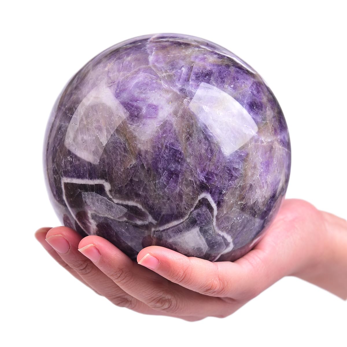 MOGEMT large dream amethyst crystal ball with stand showing rich purple hues for meditation