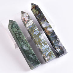 MOGEMT Moss Agate Crystal Tower energy purification to refresh spaces and invite focus.