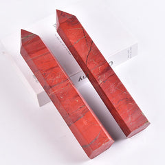 MOGEMT Red Jasper Obelisk in a calm meditation space for focus.