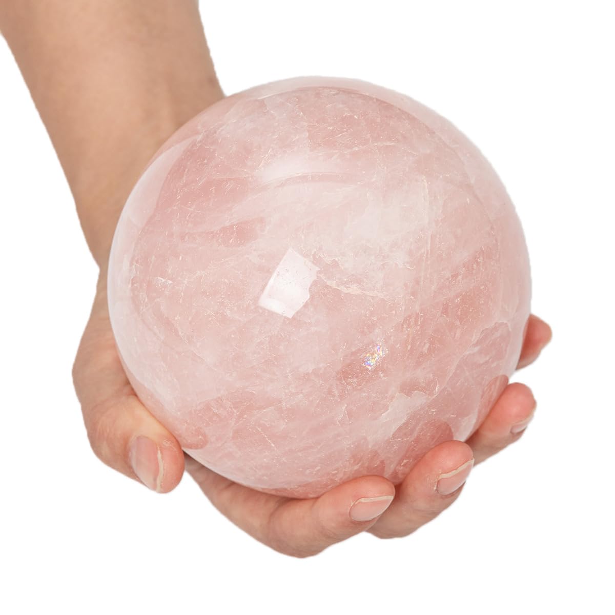 MOGEMT rose quartz sphere 110-120mm on a stand for calming meditation decor