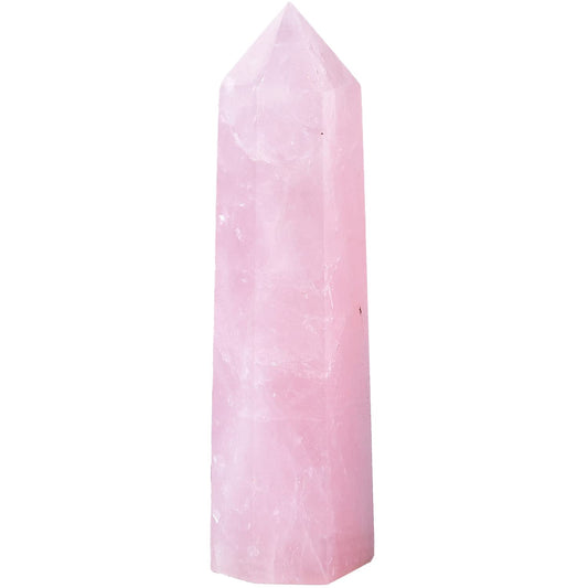 MOGEMT Rose Quartz wand close-up highlights natural facets and soft pink color