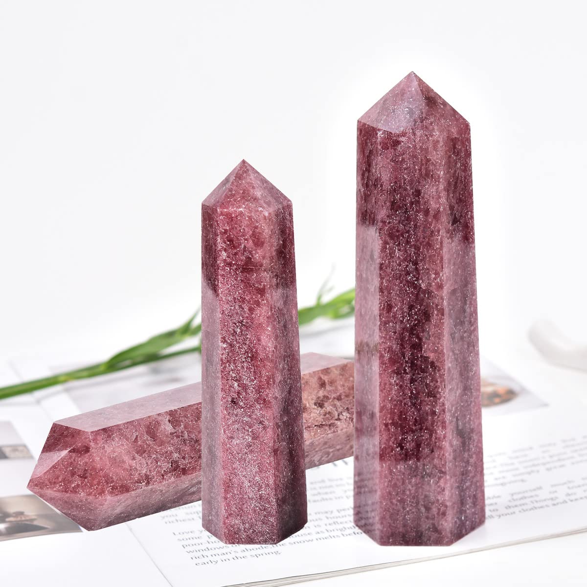 MOGEMT Strawberry Quartz Tower packaged as a ready-to-gift present