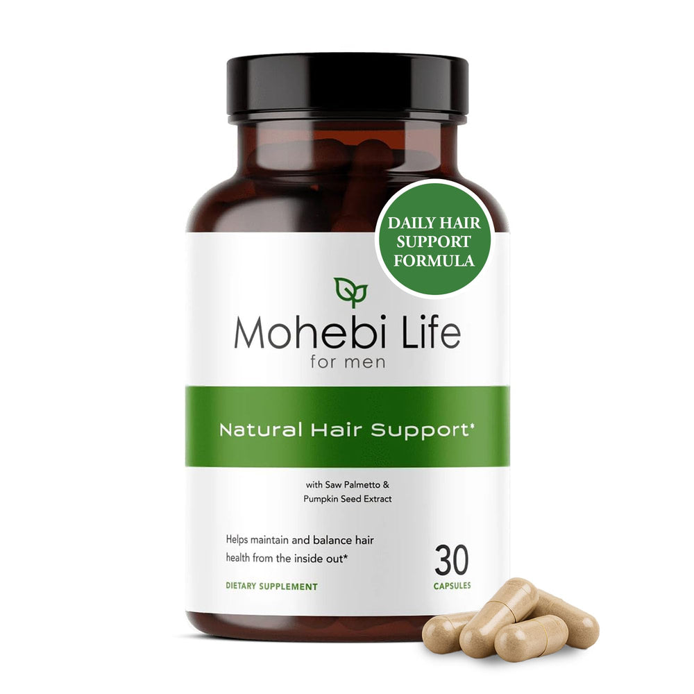 MOHEBI LIFE hair supplement bottle front for simple daily care