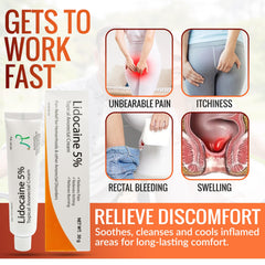 MOHNARK hemorrhoid cream application swatch suggests smooth texture for easy spreading.