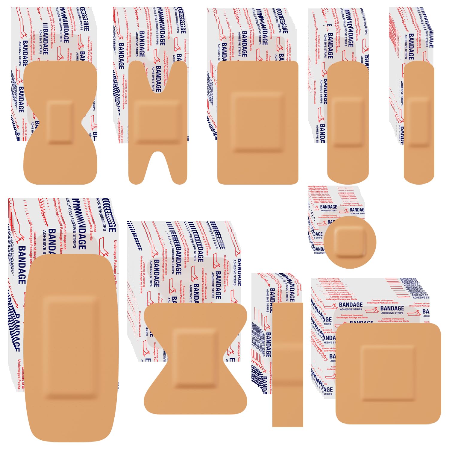 Moiscckel assorted bandages bulk pack for versatile first aid use.