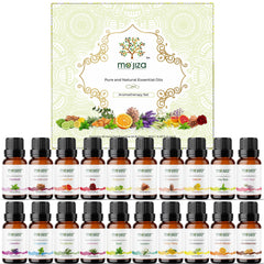 MO'JIZA essential oils gift set with 20 10ml amber bottles for diffusers.