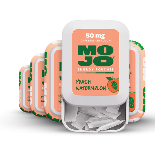 MOJO Energy Pouches Peach Watermelon pack front for on-the-go energy