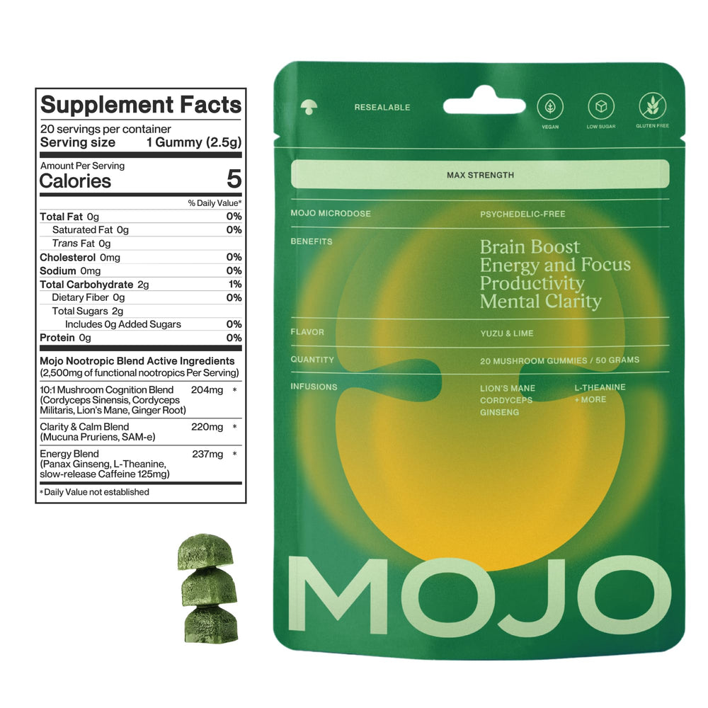 Mojo L-Theanine ingredient visual hints calm focus without jitters.