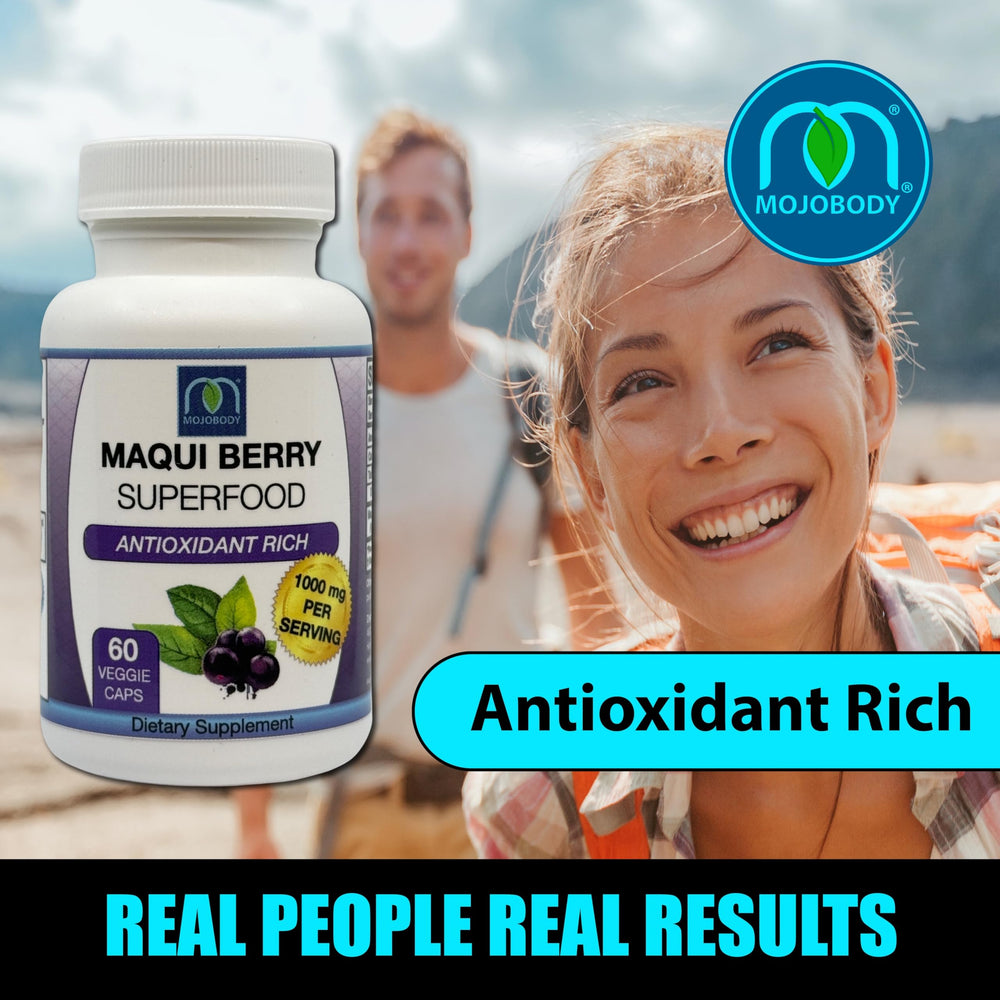 MOJObody Maqui Berry Capsules capsules inside bottle ready for daily use