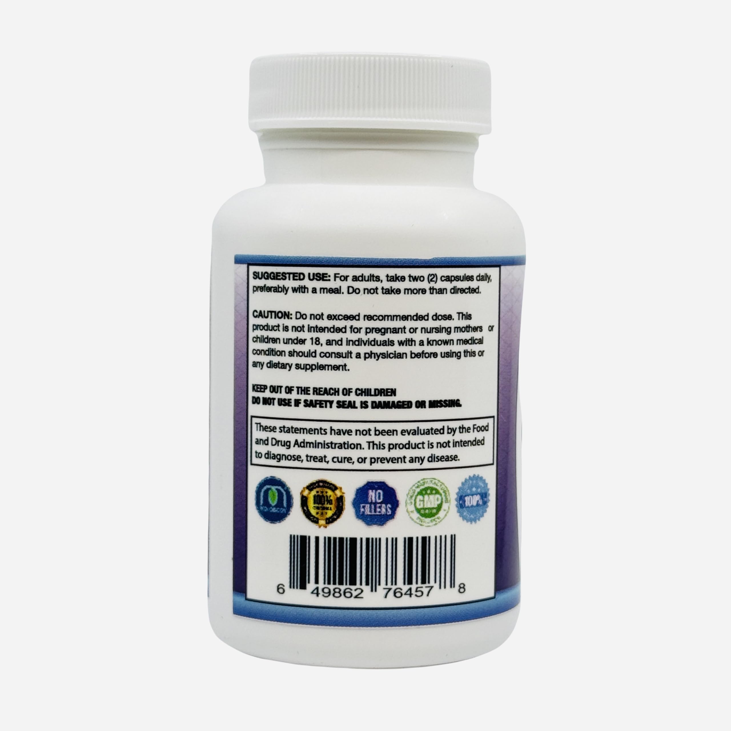 Organic seal close-up on MOJObody Maqui Berry Capsules label