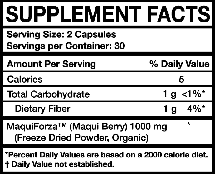 Serving spoon with MOJObody Maqui Berry Capsules and a glass of water
