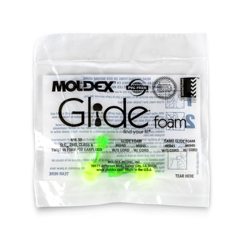 Moldex Glide no-roll-down earplugs suitable for gloves and dirty hands.