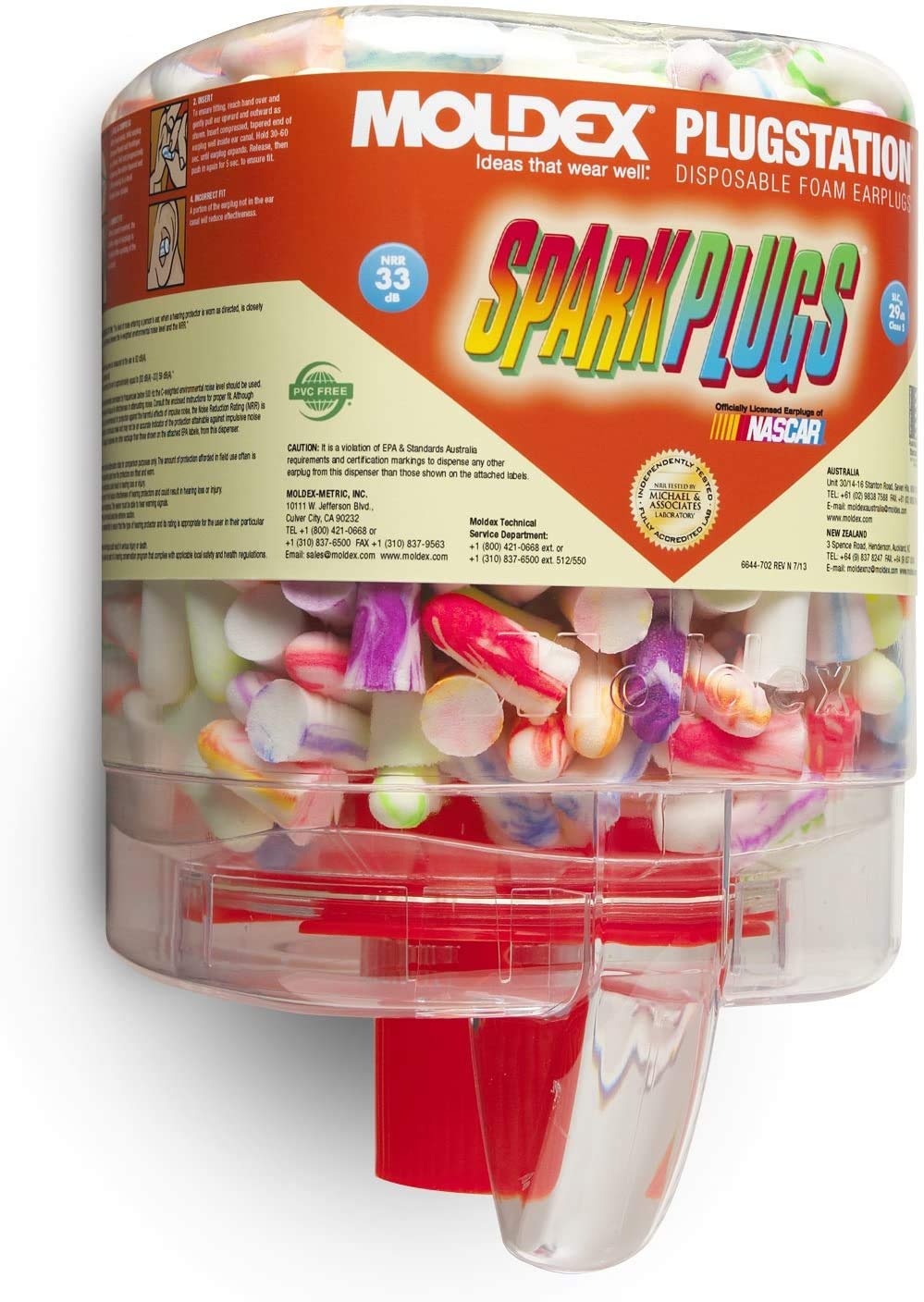 Moldex M6644 SparkPlug earplugs with tapered soft foam for comfortable all-day protection.