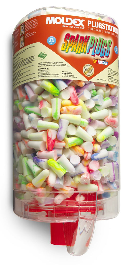 Moldex M6645 Extra-Soft SparkPlugs earplug in bright colors for easy compliance checks