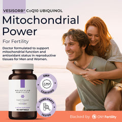 Molecular Fertility Kaneka QH 100mg label highlights high-quality ubiquinol.
