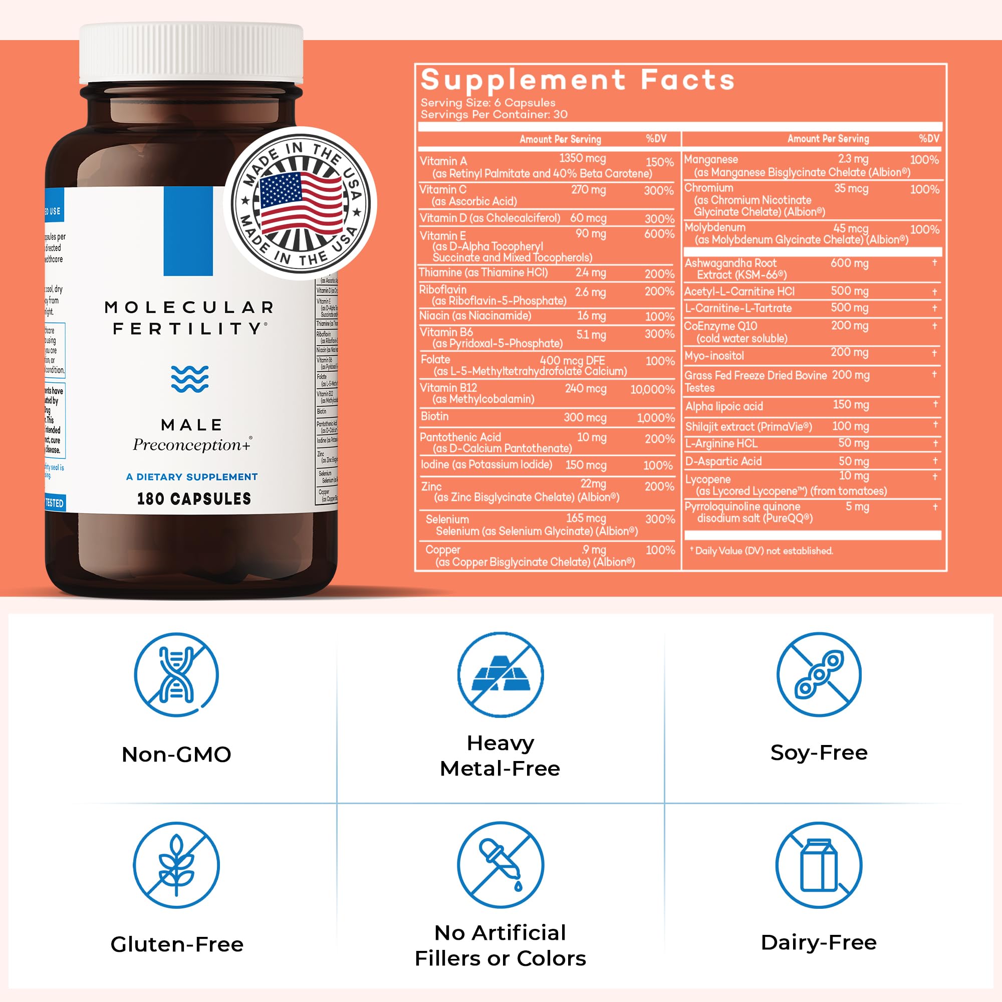 Closeup of capsules from Molecular Fertility, a daily boost for reproductive cell health.