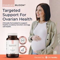 Molecular Fertility Ovarian Bloom bottle pour for easy daily supplementation