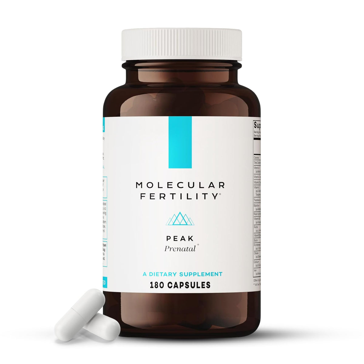 Molecular Fertility Peak Prenatal bottle front shows doctor-formulated prenatal support