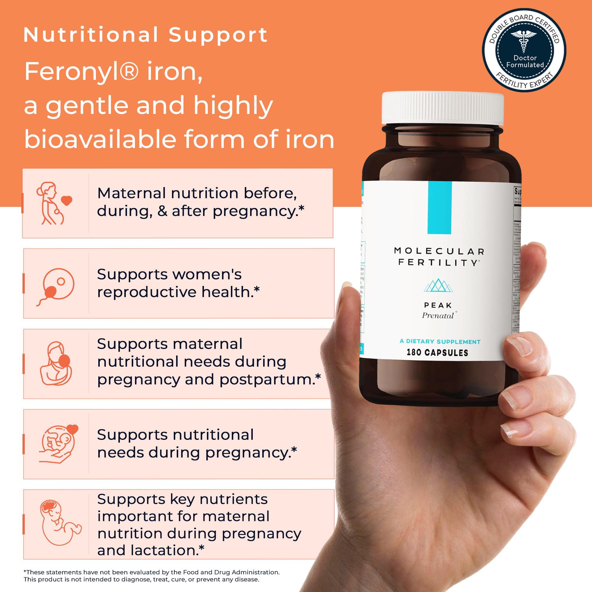 Molecular Fertility Peak Prenatal dosage chart for daily intake planning