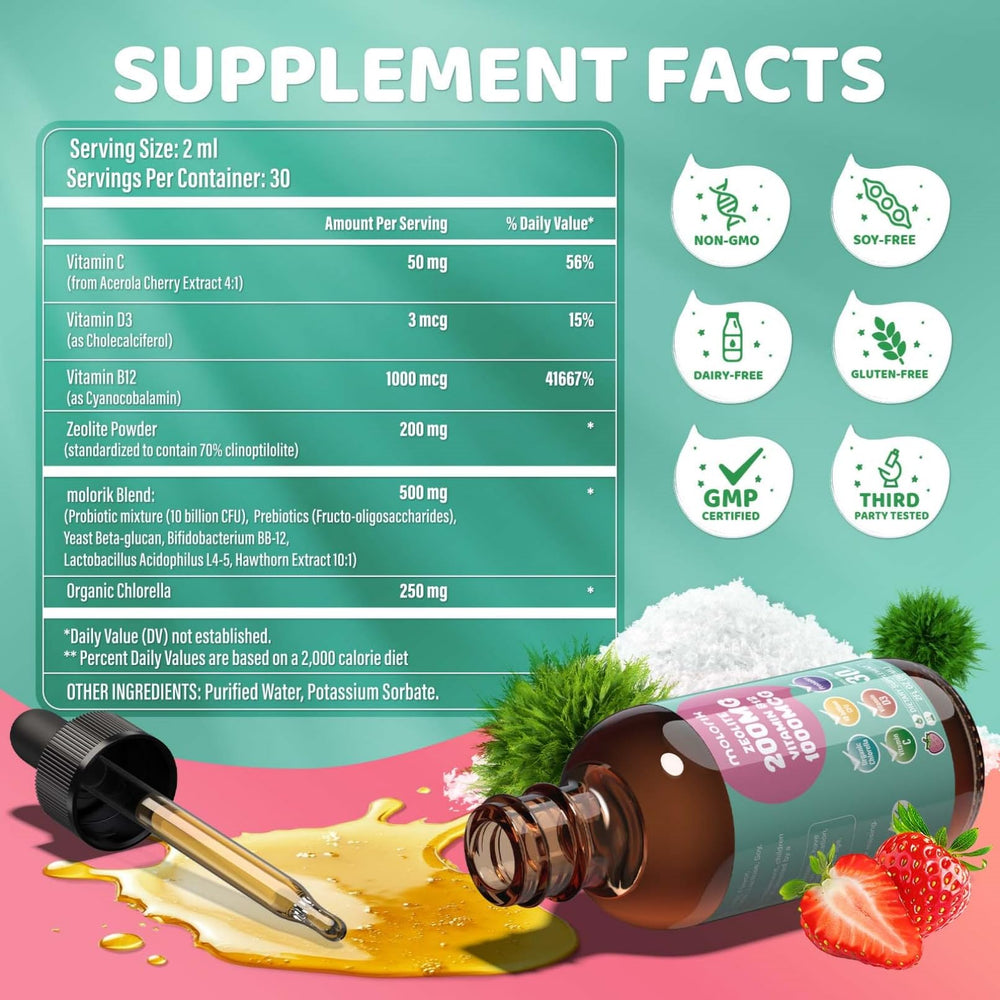 Molorik Pure bottle with measurement marks for dosing guidance