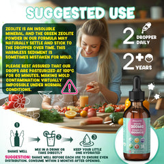 Molorik Pure Zeolite Drops bottle with glass illustrating hydration ritual