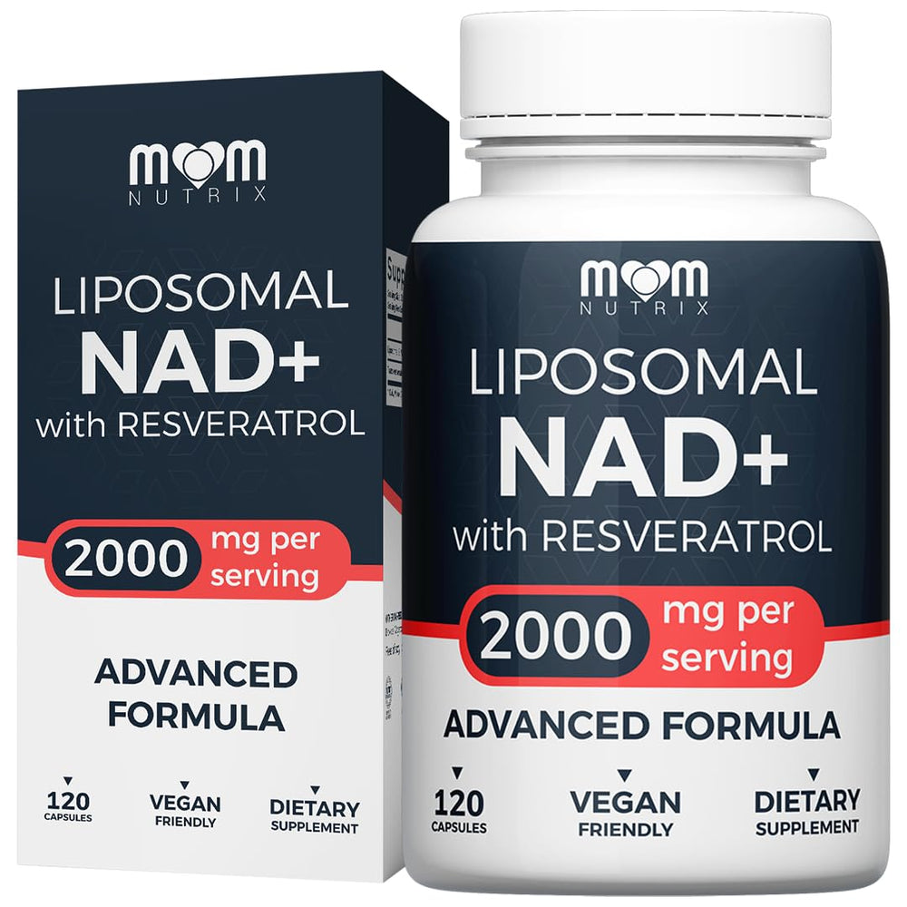 MOM NUTRIX Liposomal NAD+ supplement bottle ready for daily energy support.