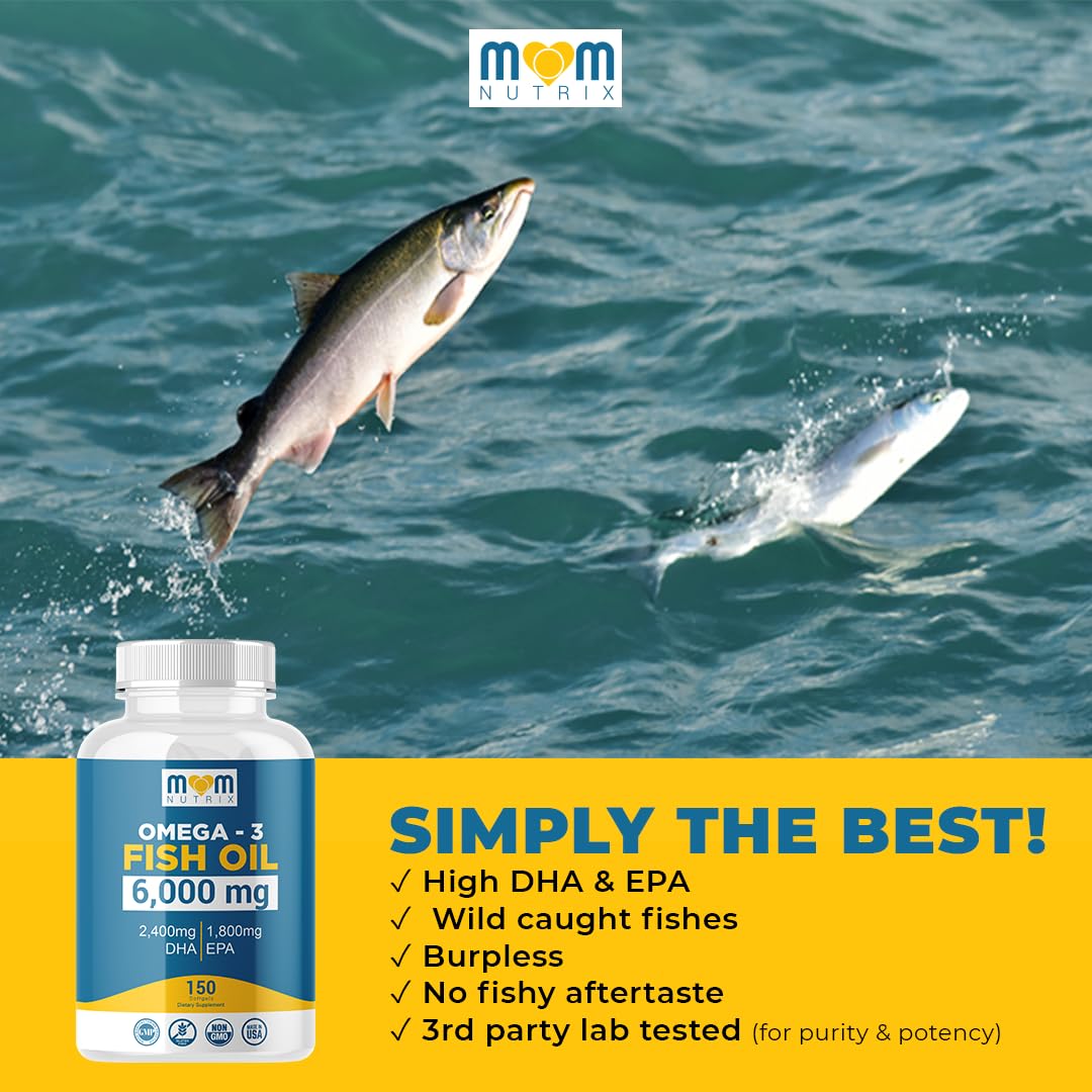 Mom Nutrix Omega 3 bottle proudly made in USA in a GMP facility