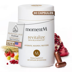 momentM Revitalize bottle close-up, vegan hydration support for skin
