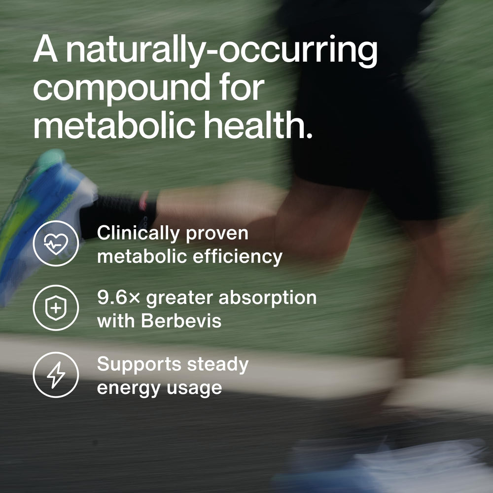 Momentous Berberine bottle front displays vegan gluten-free formula for athletic wellness.