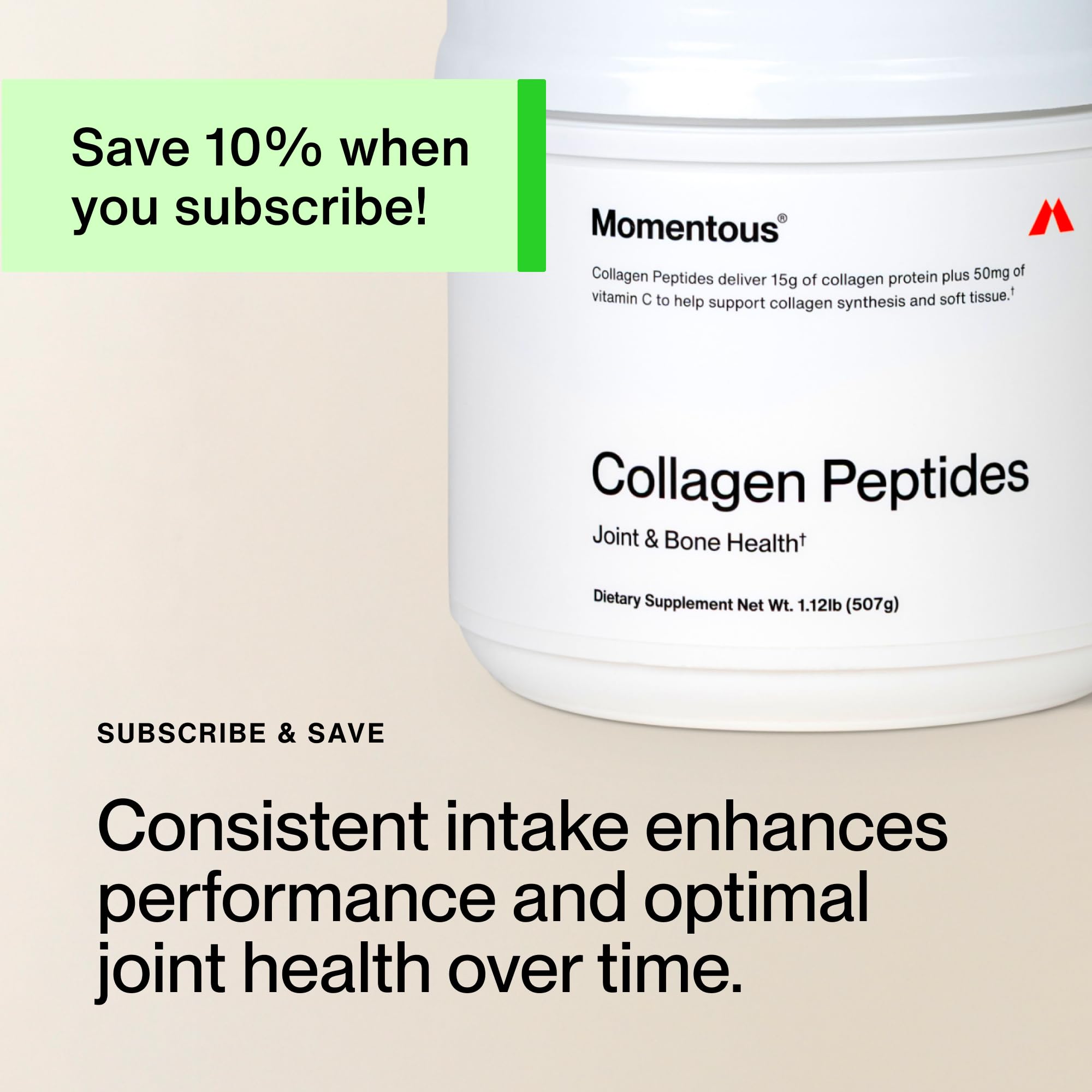 One-scoop serving of Momentous collagen peptides