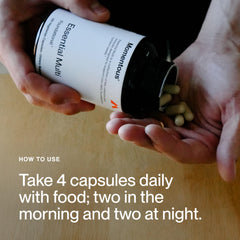 Momentous Essential Multivitamin shown in a busy morning routine for active lifestyles