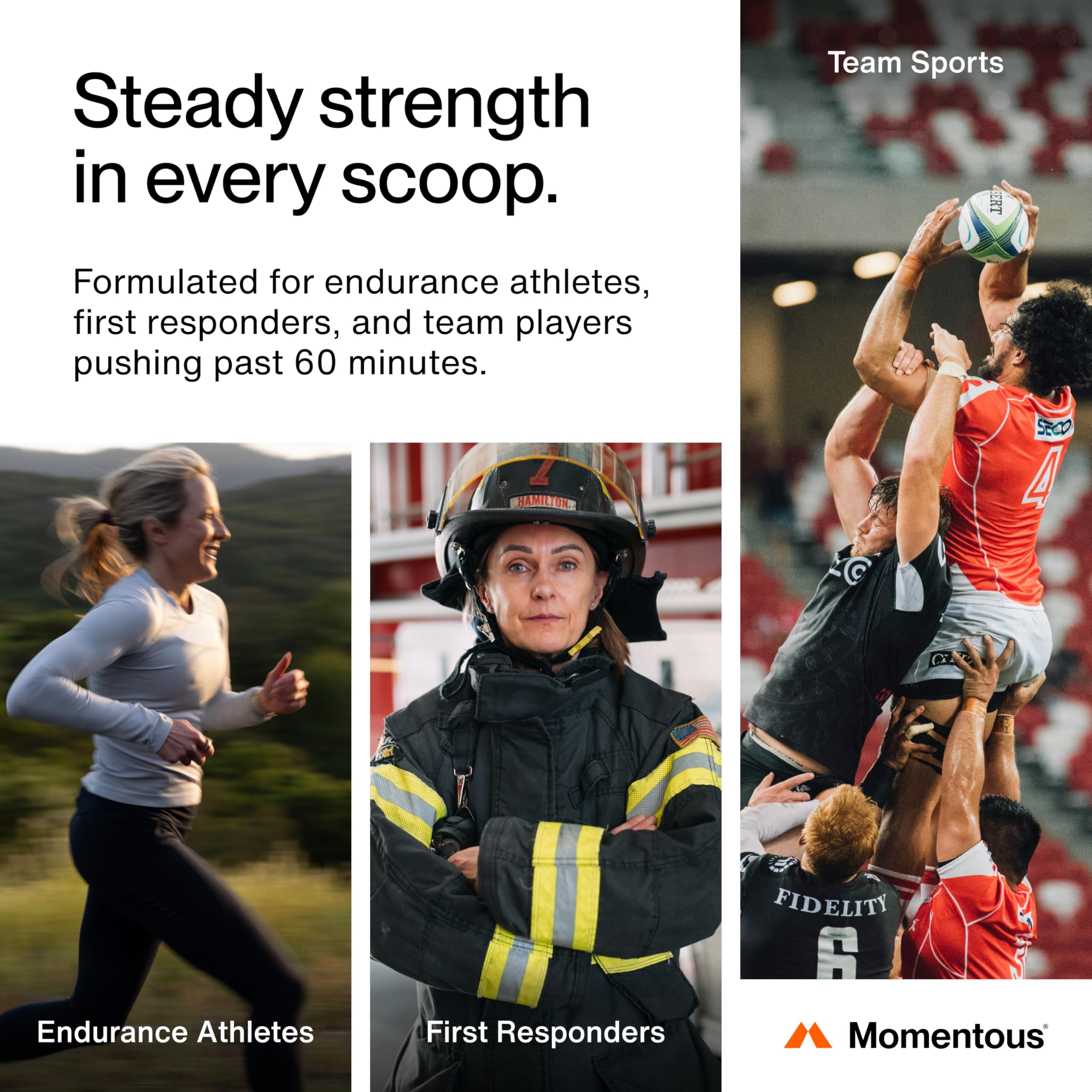 Athlete drinking Momentous Fuel demonstrating on-the-go hydration during training.