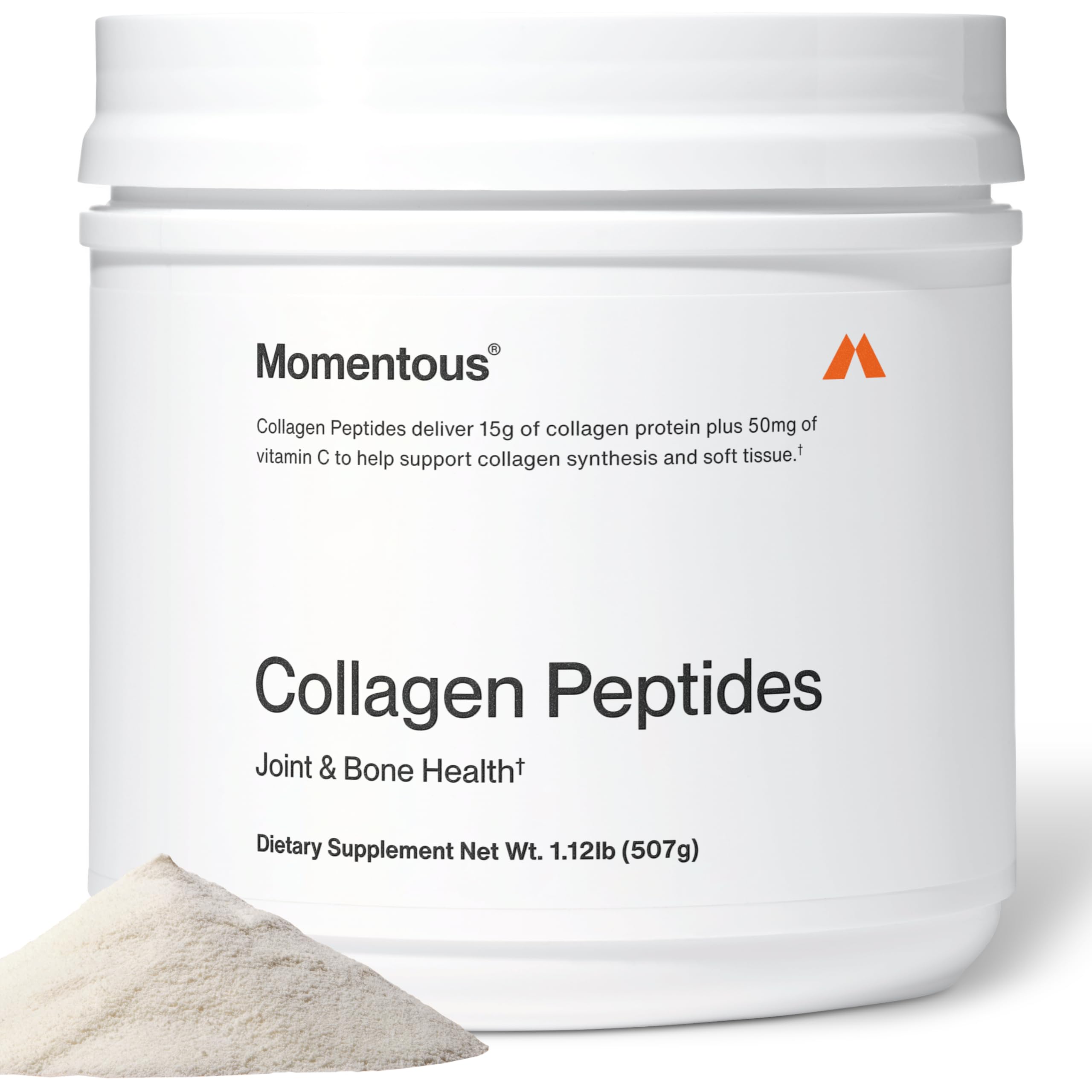 Momentous Grass-Fed Collagen Peptides bottle for daily joint and skin support