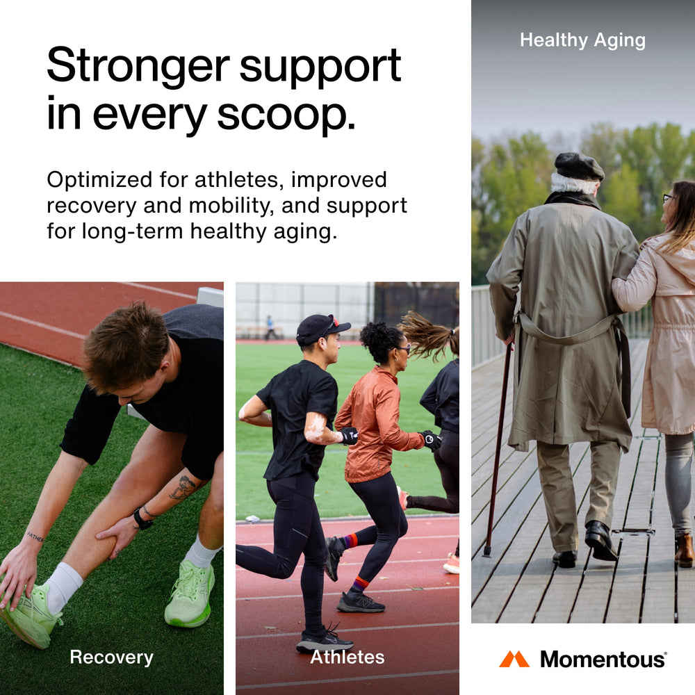Momentous collagen peptides powder stirred into coffee for daily use