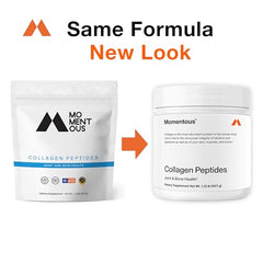 Momentous collagen peptides powder scoop for easy mixing in drinks