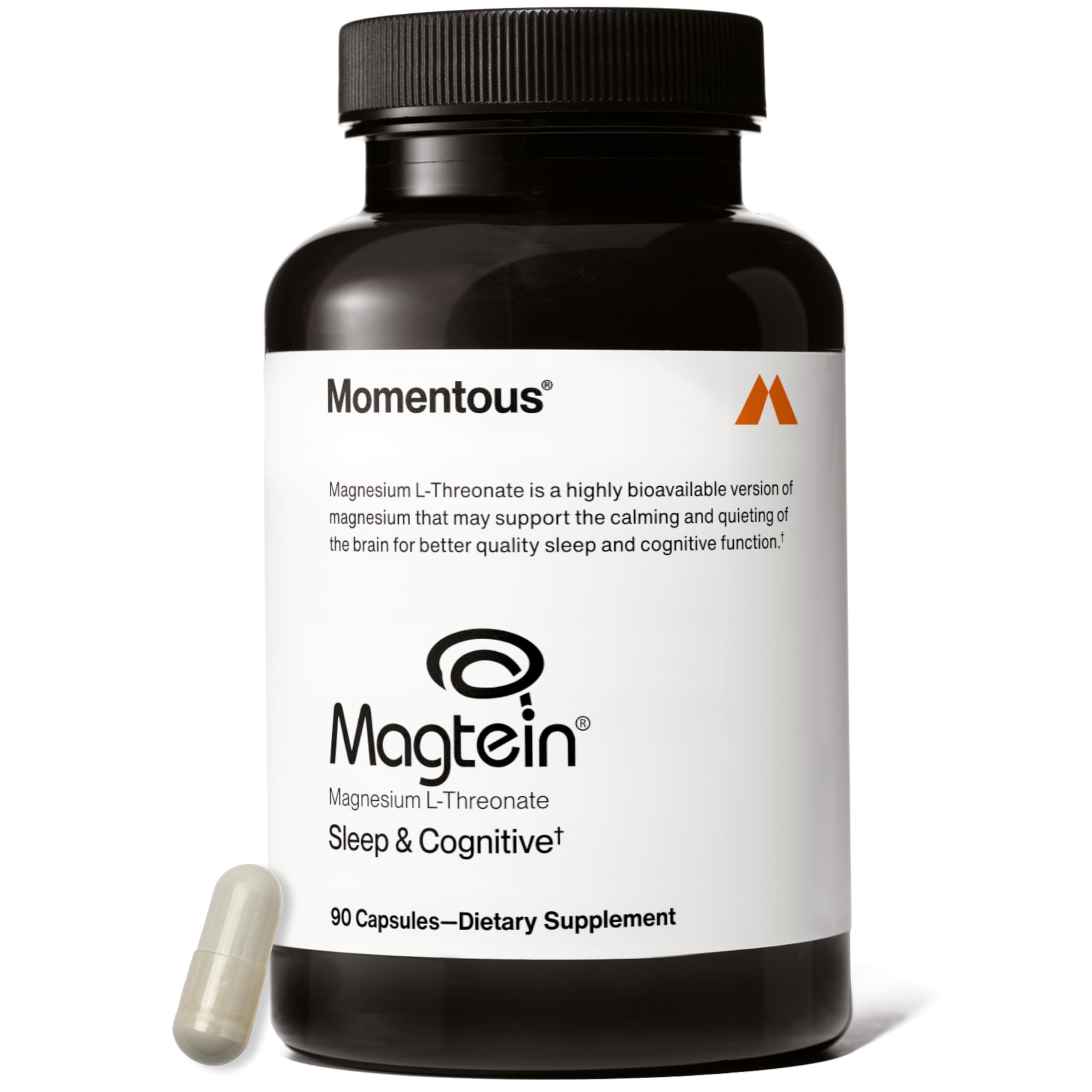 Momentous Magtein bottle-front ready for brain support and focus.