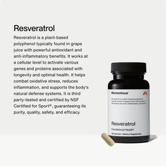 Momentous Resveratrol capsule close-up for easy daily intake.